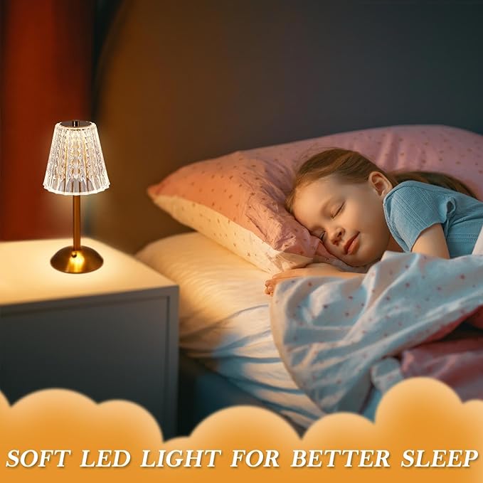 Liliful 6 Pcs LED Portable Cordless Table Lamp Touch Battery Operated Rechargeable Gold Desk Lamp 3 Color Dimmable for Bedroom Living Room Dining (Gold,Classic Style)