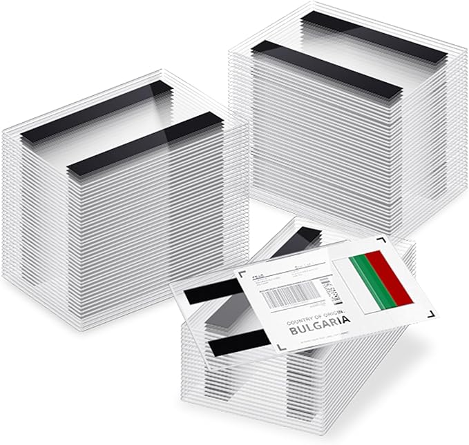 Ctosree 50 Pcs Magnetic Sign Holder Pallet Rack 5.5 x 3.5 Inches Magnetic Label Holder Clear Double Sided Window Display Frame Easy Front Opening for Window Door Office Schedule Store Home