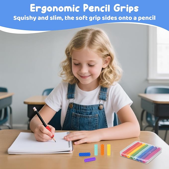 Silicone Textured Pencil Grips, Sensory Fidget Toys for Autism Kids, Writing Aid Tools ADHD Tools, 24 Packs