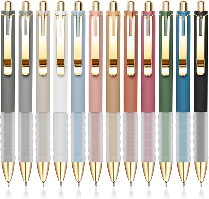 MiSiBao Black Ballpoint Pens 1.0mm Pens Retractable Ball Point Pens Smooth Writing (Metal pen clip, 12-pack)