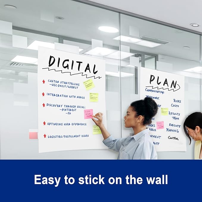 Comix Sticky Easel Pad, 25 x 30 Inches Flip Chart Paper for Teachers, Large Self Stick Easel Paper for Office School Classroom Supplies, 30 Sheets/Pad, 10 Pads/Pack