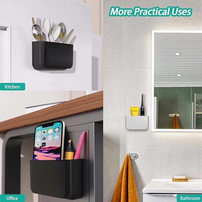 Magnetic Remote Control Holder Wall Mount, 2 Pack TV Remote Holder Wall Mount, Magnetic Pen Holders for Refrigerator, Whiteboard Marker, Locker Organizer, Office Organizer (Black)