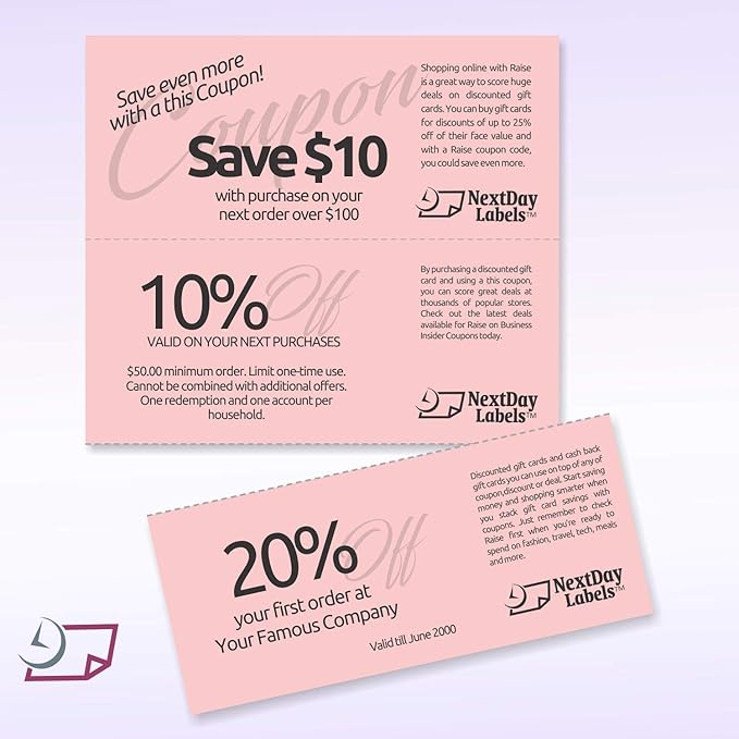 NextDayLabels - Pack of 500 Sheets, 8-1/2 x 11" Letter Size Perforated Paper (Pink, Perf @ 3-2/3" and 7-1/3")