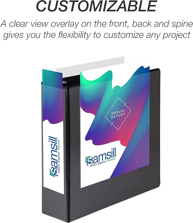 Samsill Durable 3 inch 3 Ring Binder, Made in USA, D Ring Binder, FSC 100% Recycled Chipboard, Black