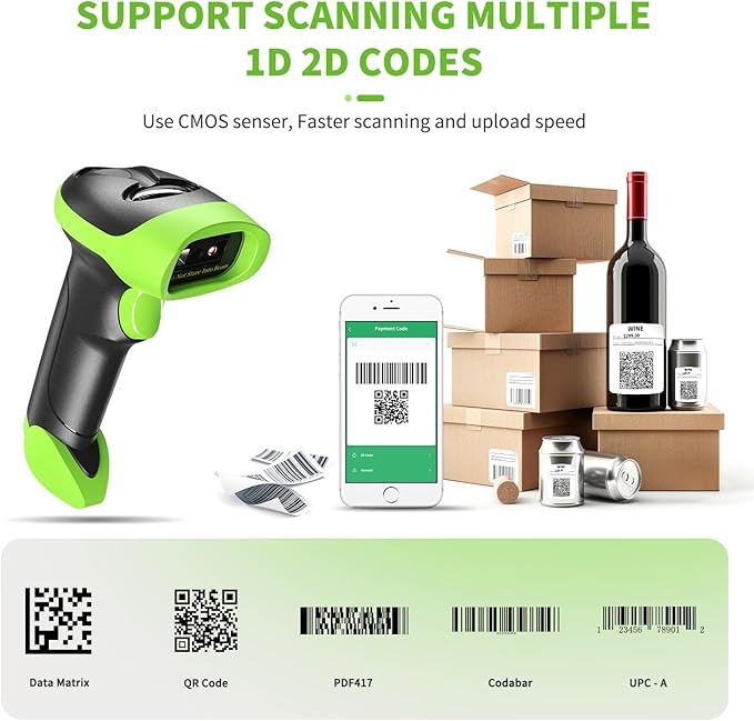NetumScan Wireless QR Barcode Scanner, 3 in 1 Automatic Bluetooth 1D 2D Barcode Reader USB Image Code Scanner for Store, Warehouse POS, Computer, Tablet, iPad, iPhone, Android