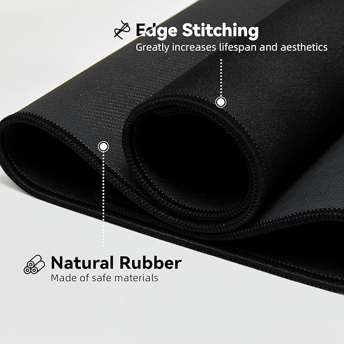 Large Gaming Mouse Pad with Durable Stitched Edges, Non-Slip Rubber Base, Big Computer Keyboard Mouse Mat Desk Pad for Home Office Gaming Work, 11.81"x27.56"x0.08", Black