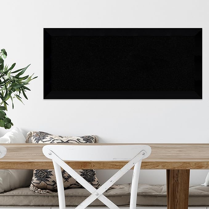 Amanti Art Black Cork Board for Wall, 15x33 Vision Board with Black Wood Frame, Medium Corkboard Office Decor for Home Organization, Modern Corkboard Pinboard to Display Items for Home Organization