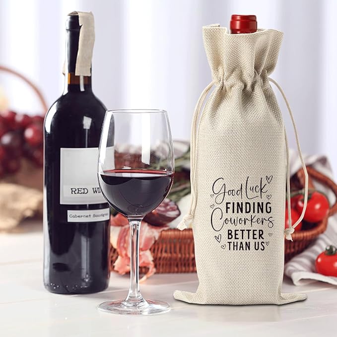 Funny Retirement Gifts for Woman Men Retirement Wine Gifts Bag Happy Retirement Party Decorations Retired Gifts Leaving Gifts for Coworkers Boss Good Luck Finding Coworkers Better Than Us