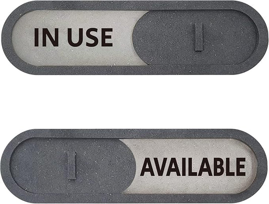 GEEKBEAR In Use Available Slider Door Sign for Home Office - Premium MDF, 7.5 x 2.2 in (Gray)