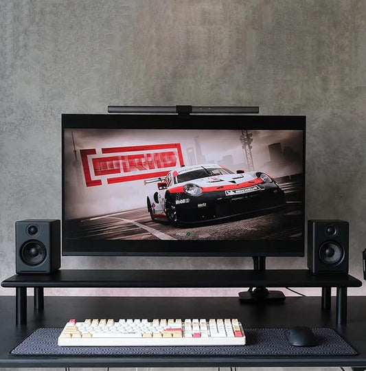 Bamboo Dual Monitor Stand Riser, Supports 2 Monitors, Printer, Heavy TV up to 300 lbs and 75 Inches