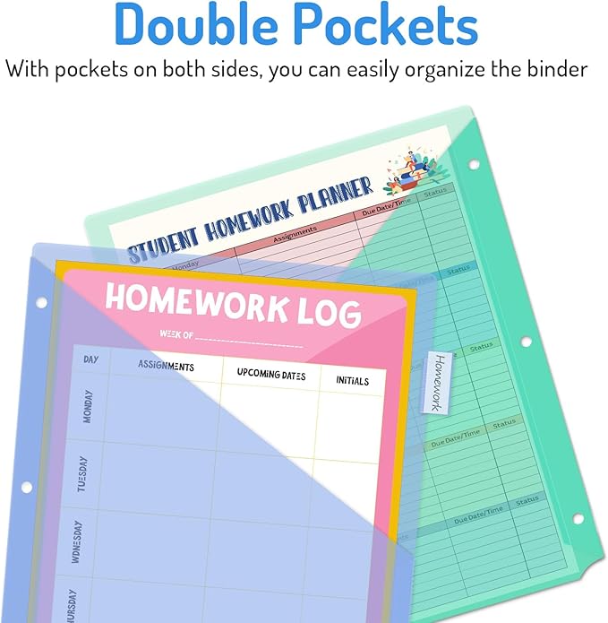 Forvencer 8 Count Dividers with Two Pockets, 8 tabs Binder Dividers for 3 Ring Binder Organizer, Multicolor, 1 Set