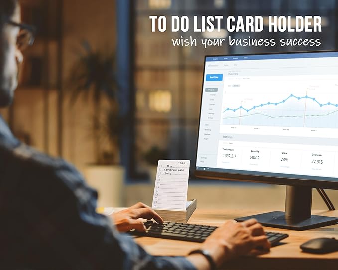 2 Pack Daily To Do List Planner, Daily ToDo Checklist Cards and Bamboo Stand, 100 To Do Cards, Productivity System Planners Notebook for Work Office Accessories