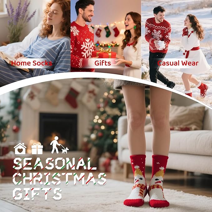 COOPLUS Fuzzy Socks for Women Warm Fluffy Cozy Winter Soft Home Slipper Socks (5 Pairs)