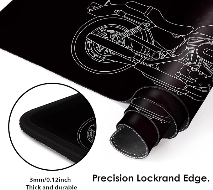 Galdas Gaming Mouse Pad XXL XL Large Long Extended Big Mousepad Non-Slip Rubber Keyboard Mouse Pad with Stitched Edges for Laptop Home Office (31.5x11.8x0.08 Inch) … (Motor)