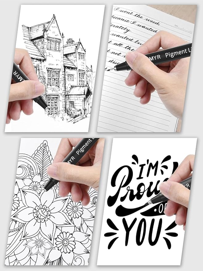 4 Micro Fine liner Drawing Art Pens Calligraphy Pens: E3.0 Size Black Art supplies Waterproof Archival Black Ink Markers For Artists,Use for Professional Watercolor,Sketching