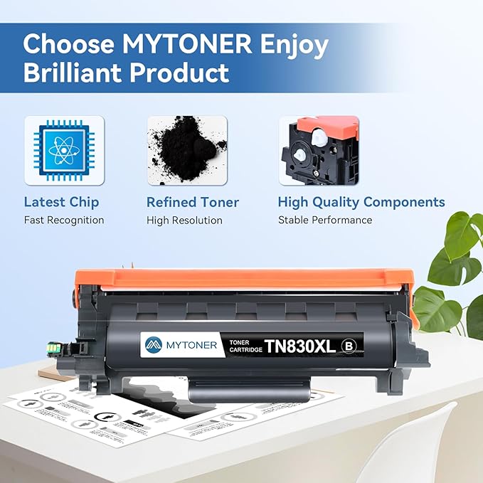 MYTONER Compatible Toner Cartridges Replacement for Brother TN830 XL/V/R TN-830 TN830XL for DCP-L2640DW HL-L2460DW HL-L2405W HL-L2400D L2465DW HL-L2480DW MFC-L2820DW XL MFC-L2820DW Printer, 4 Black