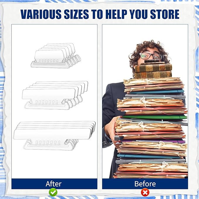 50 Pcs 3 1/2 Inch Hanging File Folder Tabs - Plastic Insertable Tabs for Folders and Inserts - Clear File Organizer for Back to School, Office Room