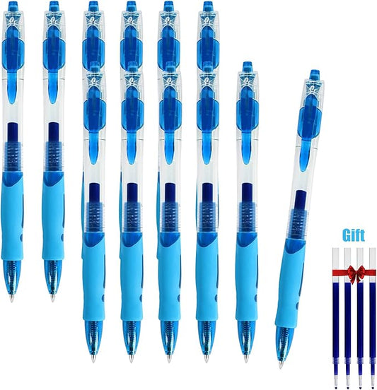 Innertone Blue Gel Pens，12 Pcs Retractable Fine Point 0.7mm With 4 Refills,Blue Pen，Featuring Smooth Writing And Quick-Drying Ink, Suitable For Women, Men, Journaling, School, And Office Use