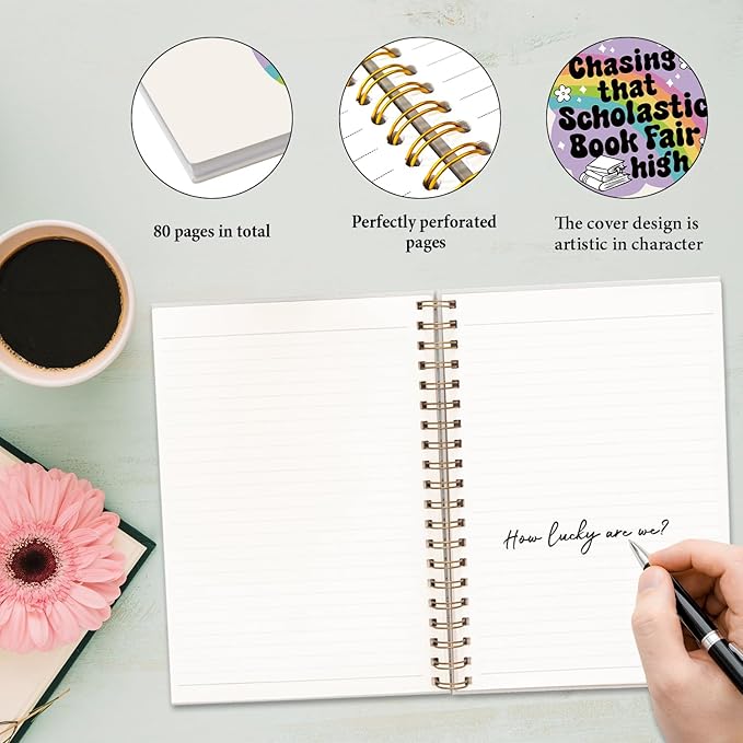JXREQ Cute Rainbow Book Notebook Journal Bookish Gifts for Book Lovers, Journaling Notbooks for Work Office School Women Girls Gifts, Preppy Bookish Spiral Notebooks 5.5x8.3