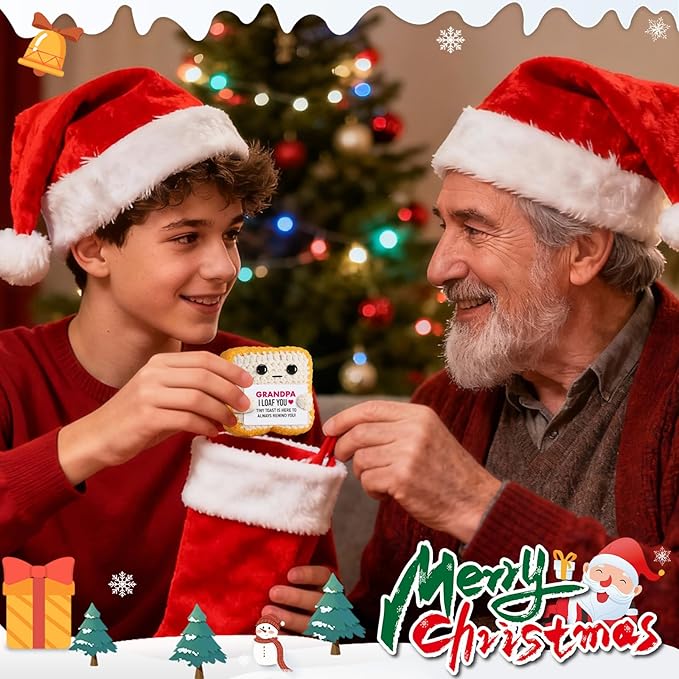 Gifts for Grandpa from Granddaughter, Grandson - Funny "I Loaf You" Crochet Toast - Unique Fathers Day, Birthday, Christmas Gift for Grandpa, Papa, Pops - Cute Keepsake & Décor