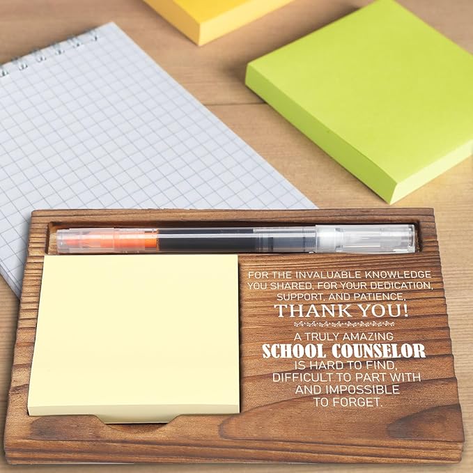 School Counselor Appreciation Sticky Note Holder, Thank You Gift for Counselors, Inspirational Desk Organizer for Office Self-Stick Note Pad Holders EDP113