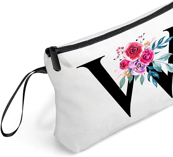 Personalized Makeup Bag With Mirror - Monogram Gift for Daughter, Her Birthday - Cosmetic Bag for Purse - Unique Women's Gift (W)
