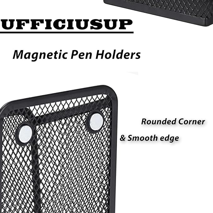 Magnetic Pencil Holders 2 Pack Metal Mesh Pencil Case Pen Basket for Blackboard Magnet Writing Utensil Cups Storage Organizers for Whiteboard Refrigerator