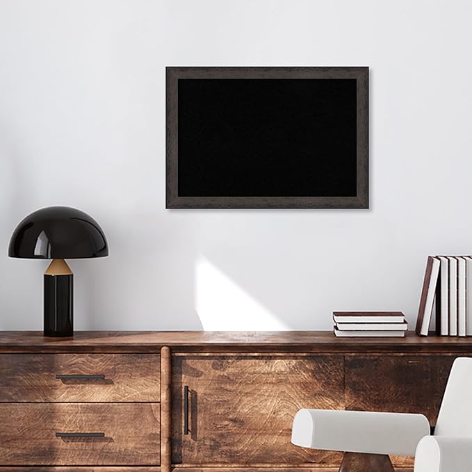 Amanti Art Black Cork Board for Wall, 19x27 Vision Board with Black Wood Frame, Medium Corkboard Office Decor for Home Organization, Modern Corkboard Pinboard to Display Items for Home Organization