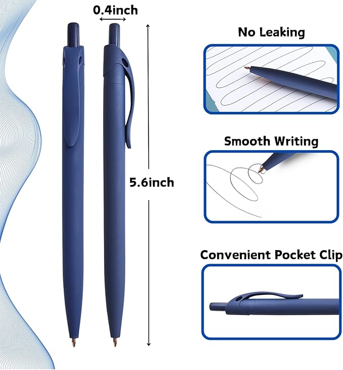 BallPoint Pens, 50 Pack (BLACK Ink),Bulk Pens, Navy Blue Barrel,Click Pens for Office Home and School, Retractable Ballpoint Pens, Medium Point, 1.00MM (Navy Blue)