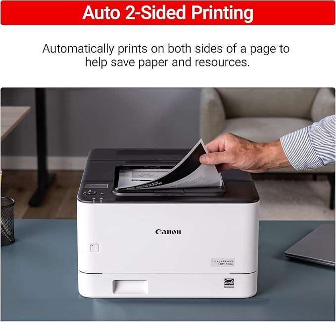 Canon imageCLASS LBP172dw – Monochrome Duplex, Wireless Laser Printer, Single Function, Home Office, Mobile Ready, 1 Year Limited Warranty, 35 PPM, White