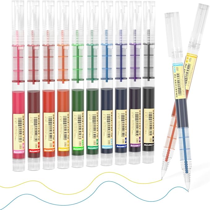 Shuttle Art Liquid Ink Rollerball Pens, 10 Bright Colors Quick Drying 0.5mm Extra Fine Point Long Lasting for Writing Journaling Taking Notes Doodling School Office Home