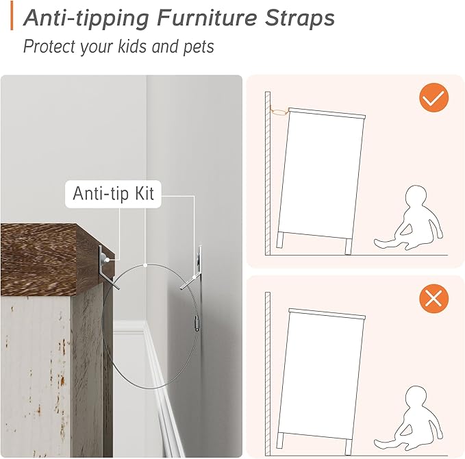 WAMPAT 5 Tier Bookshelf 72" Tall Bookcase with Barn Doors, Large Farmhouse Display Book Shelf with 2 Drawers and Storage Cabinet, Library Wood Bookshelves for Living Room,Kitchen, Rustic White (2PCS)