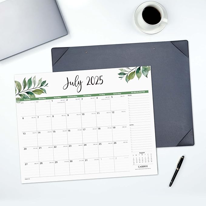 Large Desk Calendar 2025-2026 with Desktop Mat, Cabbrix Desk Pad Calendar 22 x 17 Inch Covering July 2025 to June 2026, Desk Blotter Calendar 2025 for Home School and Office
