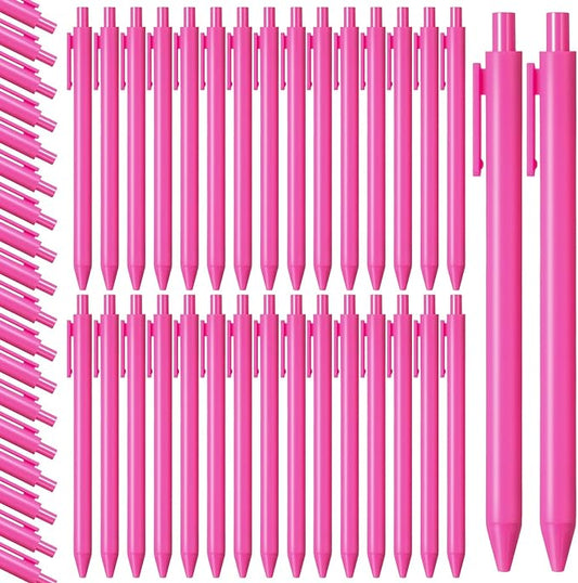 Fulmoon 50 Pcs Ballpoint Pens Bulk Retractable Comfortable Writing Pens Cute Back to School Supplies in Medium Point 1.0 mm for Teacher Student Bridal Shower Baby Shower (Rose Red)
