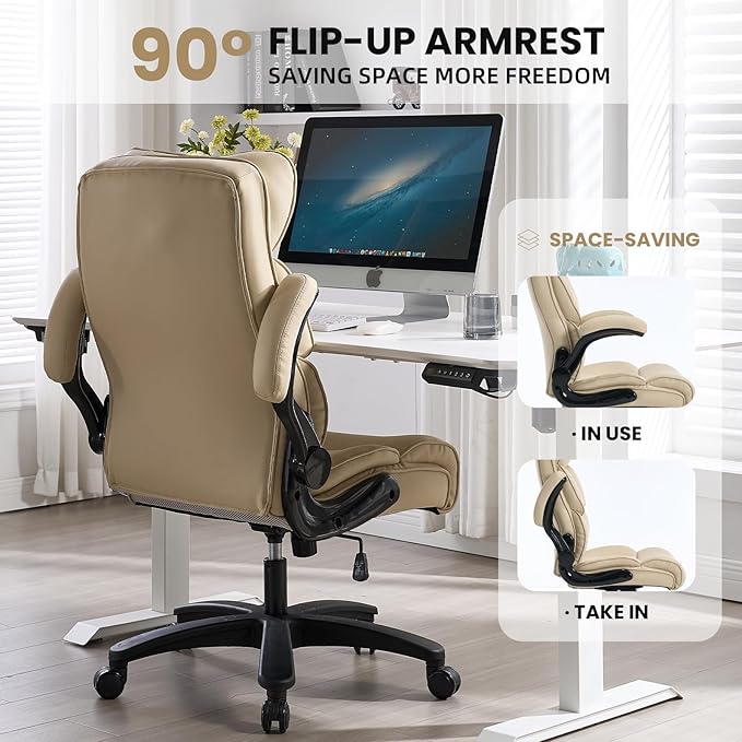Big and Tall Office Chair 500lbs Wide Seat Executive Office Desk Chair High-Back Office Task Chair, Ergonomic Lumbar Support Computer Office Chairs for Heavy People