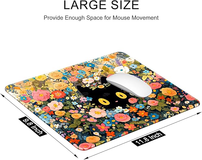 Auhoahsil Mouse Pad, 12 x 10 in Marble Theme Computer Mouse Pad for Desk, Premium-Textured Non-Slip Rubber Stitched Edges Waterproof Square Mouse Mat for Gaming Work Wireless Mice, Blue