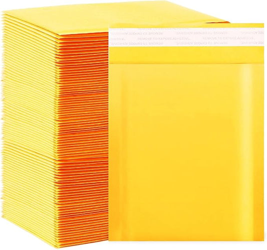 Kraft bubble mailers 6x9 Inch 200 Pack,Self-Sealing Paper Envelopes for Packaging,Strong Adhesion Envelope Mailers, Small Waterproof Cushioned Padded Shipping Bags Yellow #0