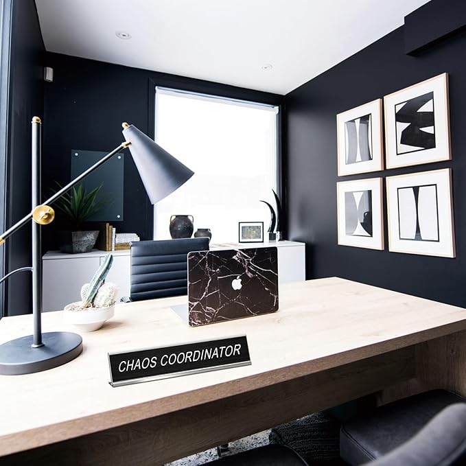 Chaos Coordinator Novelty Nameplate Office Decor, Funny Desk Signs Black Desk Plaque for Women Men Coworker Gift Office Home Supply Accessories 10 x 2"