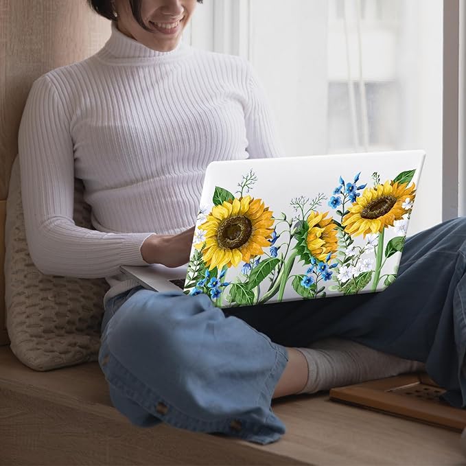 KEROM Case for MacBook Pro 16 inch 2025 2024-2021 M4 M3 M2 M1 Pro/Max Chip A3403 A3186 A2991 A2780 A2485, Cute Aesthetic Patterned Protective Plastic Hard Shell & Keyboard Cover, Sunflower