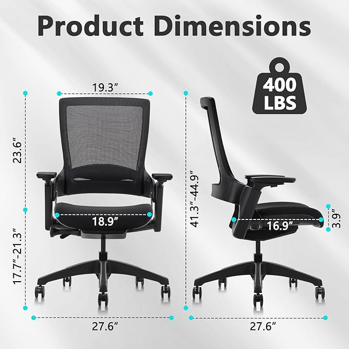 CLATINA Swivel Executive Chair, Adjustable Ergonomic Computer Chair with 3D Armrest and Lumbar Support, Mesh Backrest Task Chair for Home Office Conference Room