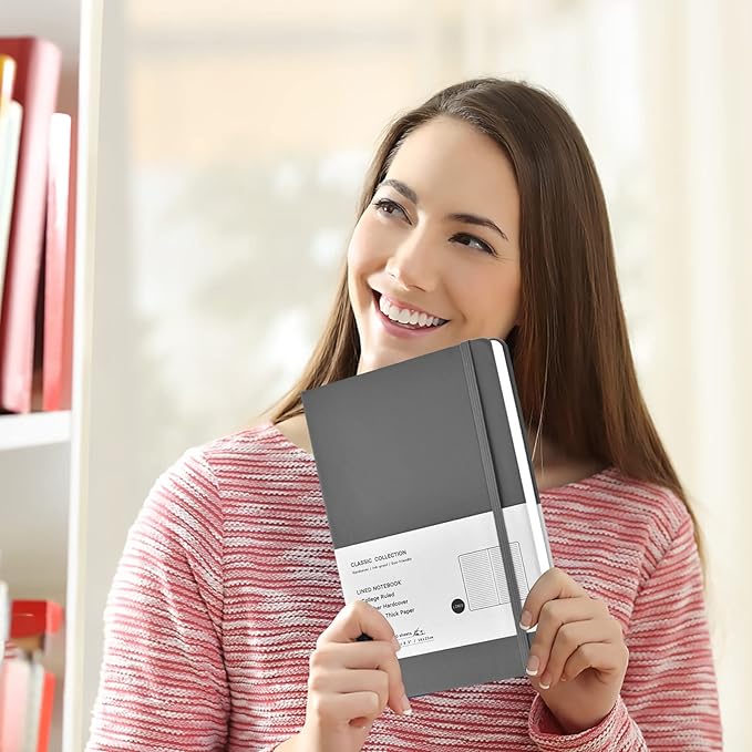 Coopay 24 Pack A5 Journal Notebooks Bulk, 160 Pages, 100GSM Thick Paper, 8.3 x 5.5 inch Hardcover Lined Leather Journals for Writing Office School Business,Bulk Notebook for Work Men Women(Gray)