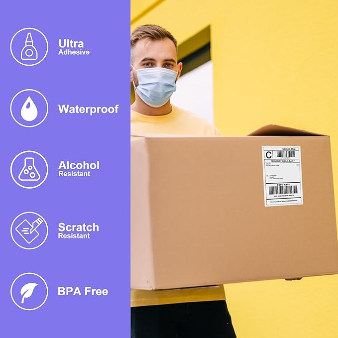 Fanfold Direct Thermal Shipping Labels 4''x6'' 600 Labels/2 Stacks (300 Pcs per Stack), Compatible with Zebra Rollo Beeprt Printer Ultra Adhesive