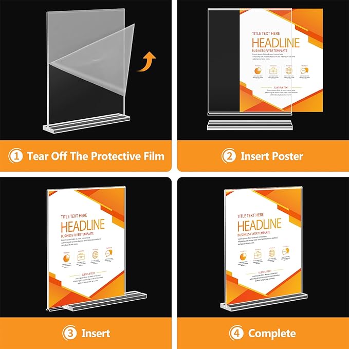 Acrylic Sign Holder 8.5 x 11, Double Sided Sign Holder Stand, Plastic 10 Pack Table Paper Stand, Vertical Menu Flyer Stand, T Shape Table Flyer Holder