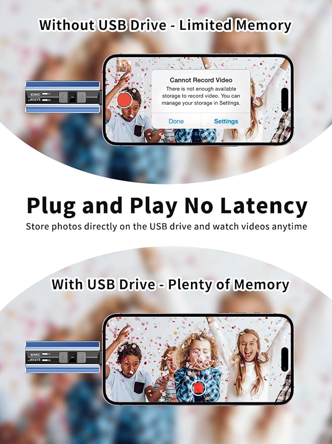 256GB Flash Drive Intended for Phone Tablet Androidphone and Computers, 4 in 1 Photo Stick for Phone Memory Storage Easily Backup Photos Videos, Plug and Play, No App Required (Navy Blue)