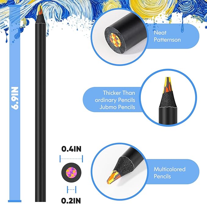 24 Pack Rainbow Pencils, Cute School Supplies, Gifts for Teen Gifts Trendy Stuff, Art Supplies for Adults, Birthday Party Favors, Art Supplies for Kids