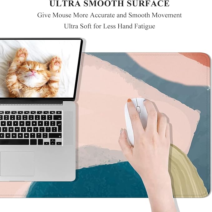 Desk Mat, 32" x 12" XXL Extended Large Gaming Mouse Pad, Desktop Decor Desk Pad, Cute Men Women Office Supplies and Accessories, XL Mouse Mat for Laptop & Keyboard, Abstract Art Red Dots