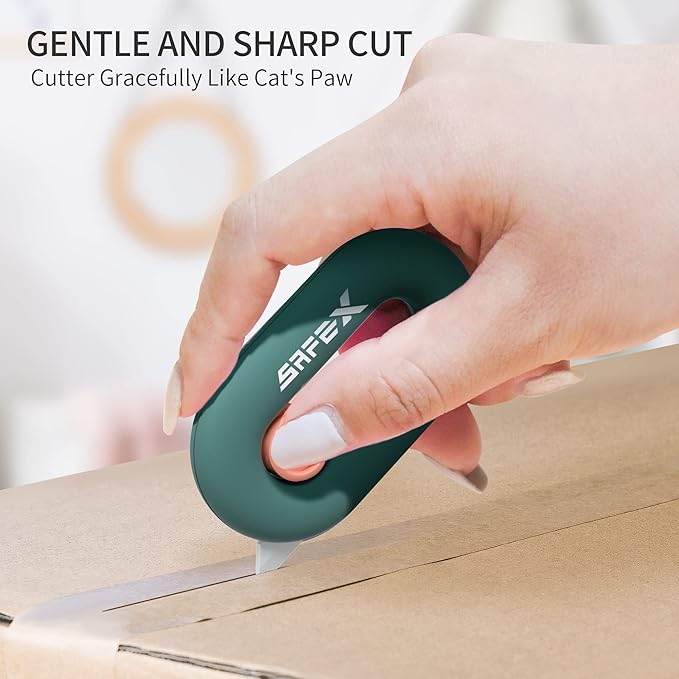 Box Cutter Retractable, Box Opener, Ceramic Box Cutter, Built-In Magnetic, Mini Box Cutter, Safety Box Cutter, Cute Box Cutter, Small Box Cutter For Women, Package Opener, Box Opener Tool (GREEN)