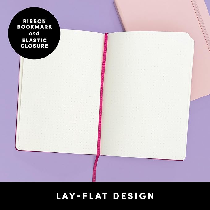 PAPERAGE Dotted Journal Notebook, (Yellow), 160 Pages, Medium 5.6 in x 8 in - 100 GSM Thick Paper – Hardcover Journaling Notebook for Work, School & Bullet Journaling