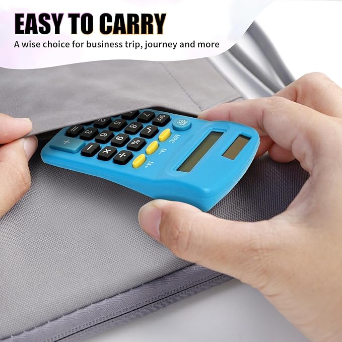 18 Pack Basic Calculators for Students, Pocket Calculator Bulk Classroom Mini Calculators Solar and Battery Dual Powered Handheld Calculator 8 Digit Display for Office School and Home (Colorful)