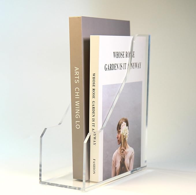 Acrylic Magazine File Holders, Classroom Organization and Storage, Clear Bookend File Sorter, Desktop File Organizer, Magazine Holder Rack for Classroom, Home, and Office